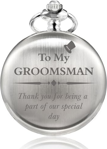 TREEWETO Taschenuhr Personalisiert Graviert Bräutigam Taschenuhr Quarz Fobwatch Groomsmen Geschenke für Hochzeit oder Vorschlag Trauzeuge Taschenuhr Hochzeitsgeschenk