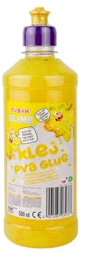 TUBAN Glittering PVA Glue for Slime 500 ml – Paper Glue – For Fun – Paper and Cardboard – Ideal for Making Slime – Decoupage – DIY – Yellow
