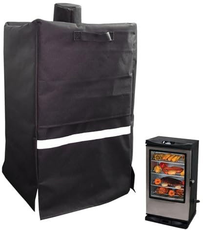 Vertikale Pellet Smoker Abdeckung - 600D Oxford Tuch Pellet Grill Abdeckung | Grill Smoker Abdeckung mit reflektierenden Streifen & Reißverschluss | Wasserdichte Grillabdeckung Holz Pellet Grill