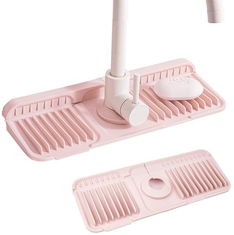 lemgyiamz Protector Fregadero Cocina,Tapete para Fregadero de Cocina Silicone, Draining Mat Faucet Guard Protector Mueble Fregadero para Baños, Habitaciones,37 * 14 * 2,1 cm