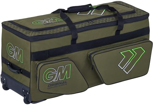 Gunn & Moore GM Bolsa de críquet | Ruedas originales de fácil carga | Ruedas todo terreno | Dos bolsillos de bate de tamaño completo | Volumen dinámico DVO - 136 o 162 litros | Poliéster resistente de