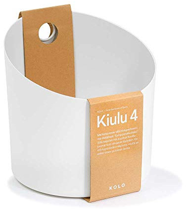 KOLO Kiulu 4 Sauna Kübel 5 l - Weißes Aluminium - Bambusgriff - Langlebiges zweiteiliges Sauna-Set für Aufgüsse und authentische finnische Saunakultur - Made in Finland