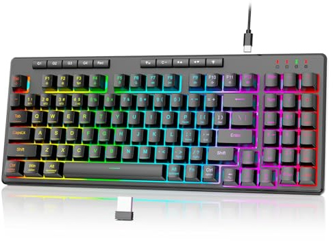 Redragon K517 Pro Wireless Gaming Keyboard, RGB Backlit, Tri-Mode BT/2.4GHz/USB-C, Mechanical Feel 94 Keys Computer Keyboard with 4 Macro Keys, Number Pad, 4000mAh Battery for Win/MAC