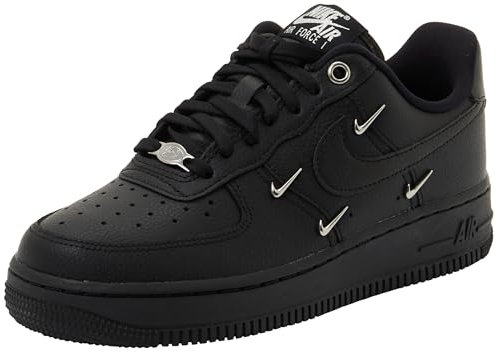 NIKE Air Force 1 ’07 LX, Sneaker Donna, Nero Nero Nero Argento Metallizzato, 43 EU