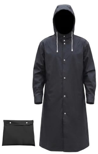 AIMLYXEE Men's Reusable EVA Long Raincoat, Windproof Waterproof Trench Coat for Hiking Fishing Dog Walking Outdoor Activities(XXL)