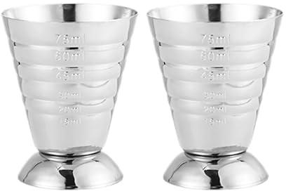 BIFHIG 2 Pièces 75 ML De Tasse De Mesure, Tasse De Mélange en Acier Inoxydable, Tasse À Mesurer Multifonction, Outils De Barman.