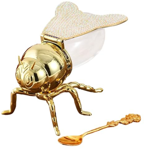 Pequeños tarros de miel | Mini macetas de miel de 15 x 10 x 8,5 cm | Botellas de miel en forma de abeja | Cuencos de soporte de azúcar | Bonitos recipientes de vidrio para el hogar, cocina, recuerdos