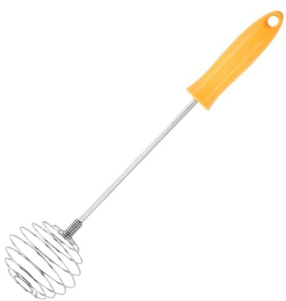 XHZMDWOU Compact Egg Whisk Stainless Steel Egg Beater Baking Flour Foam Mixer Multi-purpose Egg Manual Mixer Convenient Hand Whisk(Yellow)