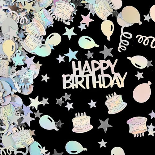 SUNNYCLUE 60G Coriandoli di Compleanno Coriandoli per Feste Coriandoli Metallici Da Tavolo In Plastica Iridescente Nastro Colorato per Torta Glitter Buon Compleanno Glitter per Decorazioni per Matrimo