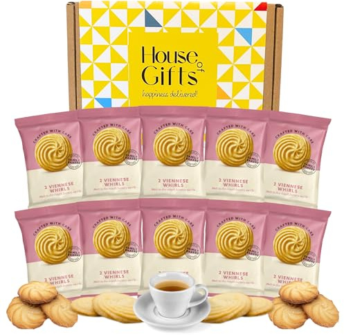 Luxury Biscuit Hamper Gift Set with Viennese Whirls – 10x Individually Wrapped Treats | Fancy Cookie Selection Box | Gifts for Her, Sharing, Parties, or Thoughtful Gifting