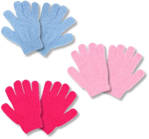 SGERUFZ 3 Doppelte Handschuhe, Duschhandschuhe, Peeling-Handschuhe für Körper- und Gesichtsmassage, Frauendusche Spa Massage