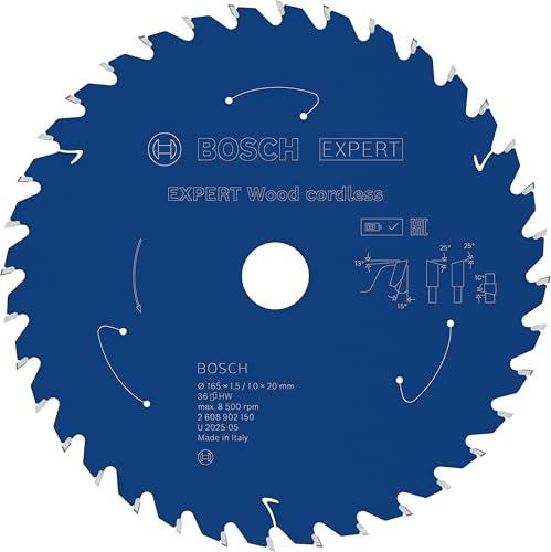 Bosch 1x EXPERT Wood cordless Kreissägeblatt für Handkreissägen (für Weichholz, Hartholz, Ø mm, Professional Zubehör Akku-Handkreissägen)