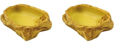 Juego de 2 cuencos de agua para reptiles, anfibios, para camaleón, tortuga, leopardo, geco, 12 x 9 x 3 cm