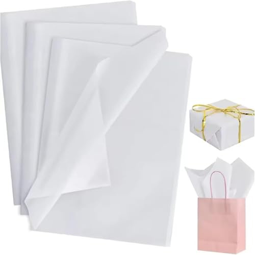 TMRBBesty 100 Blatt Säurefreies Seidenpapier Weiß, 50x35cm, Verpackungsmaterial, Geschenkpapier, Weiß, Verpackungspapier, Verpackungsmaterial papier, Packseide zum Befüllen, Tissue Paper