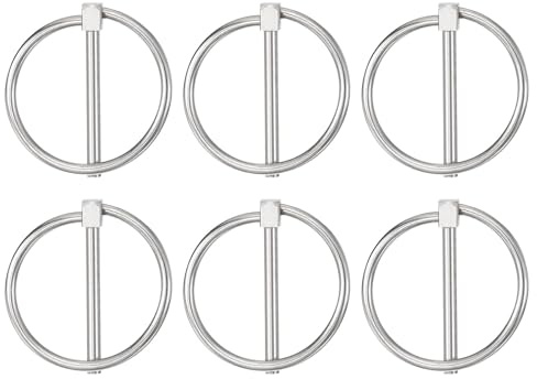 QUARKZMAN 6 Stück 0.18 x 1.77 Traktor Bolzen 304 Edelstahl Splint Sortiment Set Mit Ring Für Anhänger Landwirtschaftstraktoren Lkw Rasenmäher Silber