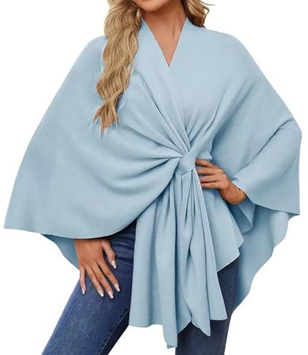 Eleganter Damen-Poncho-Pullover, weich, vorne offen, für Frühling, Herbst, Winter