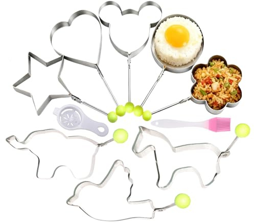 Molde Para Huevos En Forma De Aro | 8 Moldes De Formas Antiadherentes Para Utensilios De Cocina,Formadores De Huevos De Acero Inoxidable | para Desayuno Ensalada Sándwich Panqueque y Tortilla