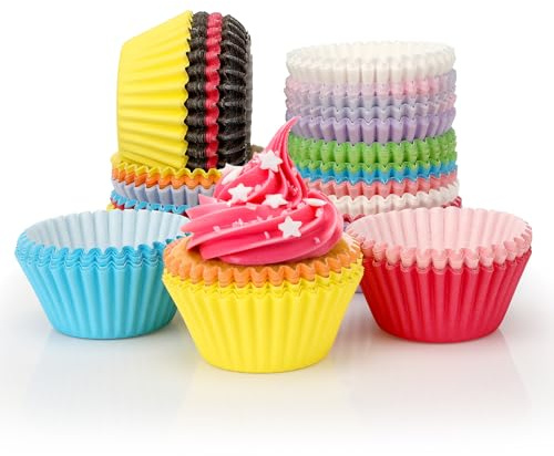 Forros para magdalenas navideñas, 500 Piezas Papel Molde Muffin Cases, Papel para Cupcakes-10 color, Moldes para magdalenas, para Fiesta de Cafeterías,Pastelerías,Bodas,Cumpleaños