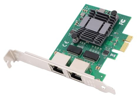 GOWENIC Tarjeta Adaptadora de Red Gigabit Ethernet, Tarjeta de Red PCI Express RJ45 de 2 Puertos con Modo de Ahorro de Energía y Descarga de Suma de Comprobación IP para Máquinas y