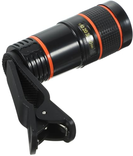 Gadpiparty Lente Telescópica para Teléfono Móvil 8X Negro Lente Macro de Cámara, Clip Ajustable y Enfoque para Fotografía de Larga Distancia y Turismo