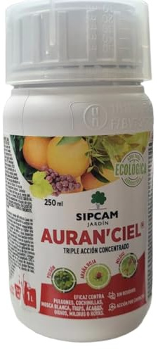 AURAN´CIEL 250ml - Sipcam. Triple accion concentrado a base de aceite de naranja. Insecticida, fungicida y acaricida. Eficaz contra mildiu, pulgon y araña roja. Apto en agricultura ecológica