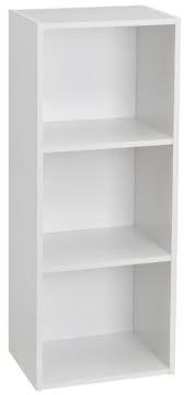 Estantería Cubo con 3 baldas de madera laminada blanca de 80x30x24 cm | Tablero laminado de 12 mm. Soporta 10 kg por balda. Requiere montaje. Medida interior de cada hueco: 27,5x24x25 cm