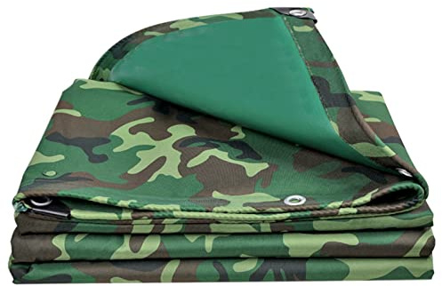 Heavy Duty Waterproof Canvas Tarpaulin, Camouflage Tarp Sheet with Grommets, Ideal for Ground Cover, Canopy, Tent Use
