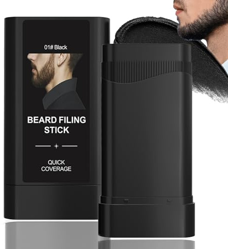 Black Beard Filling Stick Hair Colour Touch-Up - Instant Grey Coverage & Root Touch-Up for Sparse Beard Areas, Sideburns and Hairline, Waterproof Sweat-Resistant Natural Powder Finish Daily Use