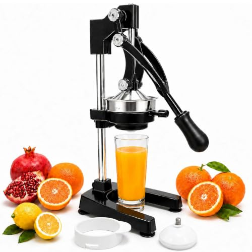 Cexovil Presse-Agrumes Manuel à Levier, 48 cm, avec 2 Embouts | Pour oranges, citrons, grenades, morceaux de pomme et de poire ; bec haut pour gobelet, pieds ventouses stables