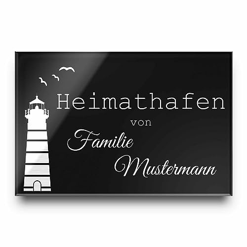 Moderne Türschilder mit wetterfester Gravur aus Hochglanz Acrylglas Schwarz oder Anthrazit - ideal als Einweihungsgeschenk | Auswahl aus vielen Motiven, Formen und Größen ab 8x3,5 cm