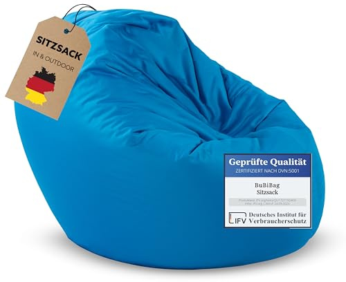 BuBiBag 2in1 Sitzsack L - XXL mit Füllung für Kinder & Erwachsene, Gaming Beanbag & Bodenkissen für Indoor & Outdoor Sessel Pflegeleicht & Wasserabweisend 2XL UNIVERSELL (Ø 145 cm Königsblau)