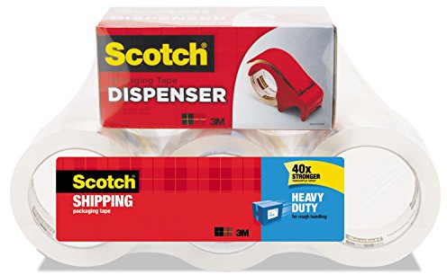 Scotch Strapazierfähiges Verpackungsband für Versand- und Umzug, transparent, 4,8 cm x 55 m, 6 Rollen mit 1 Spender