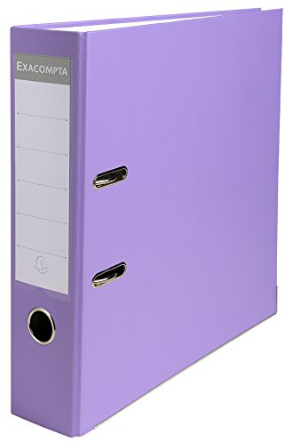 Exacompta 918417B Kunststoff-Ordner 7,5 cm breit DIN A4 Kunststoffbezug außen Papierbezug innen Rückenschild austauschbar Ringordner Aktenordner Briefordner Büroordner Plastikordner lila