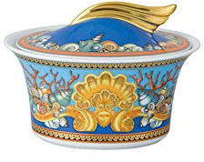 Versace Les Trésors De La Mer Sucrier Porcelaine Bleu 16 x 16 x 9,7 cm