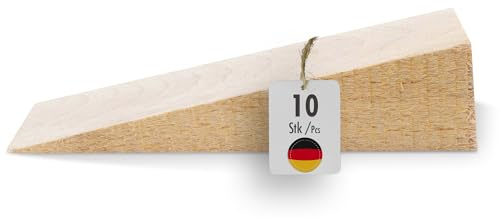 haggiy hardwood wedge - wooden wedge set - natural beech wedges - door stopper - ideal for furniture, assembly, DIY - (LxWxH) 80 x 25 x 20 mm (10 Pcs.)
