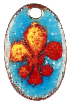 Pendentif Fleur de lys émail sur cuivre