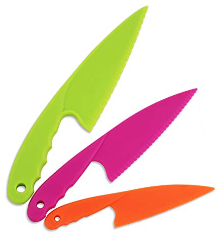 Jatidne 3pcs Kids Knives for Chopping Plastic Safety Knives for Children Kitchen Knife Set Salad Lettuce Knife