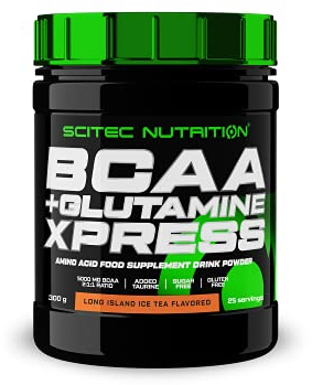 Scitec Nutrition BCAA + Glutamine Xpress - Essentielle Aminosäurenmischung - mit 5g 2:1:1 BCAAs - 5g Glutamin - angereichert mit Taurin, 300 g, Long Island-Eistee