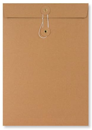 Natürlich verpacken Umschlag C4, 324 x 229 mm, Braun, Bindfadenverschluss, Kraftpapier, Versandtasche - 10er Pack