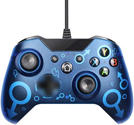 Dr.Lefran Controller cablato per Xbox One, Plug And Play 3.5mm Headset Audio Jack, per Qualsiasi Console One Dolby Surround Stereo Sound USB Wired Controller, per Xbox One/Xbox One X,Blu
