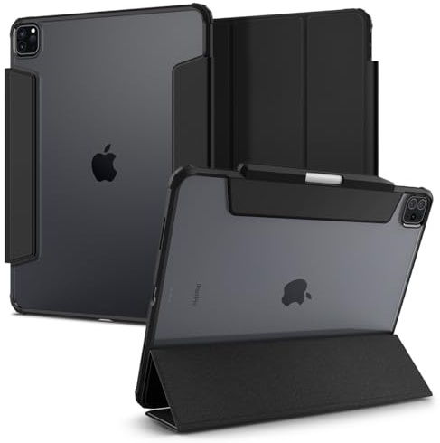 Spigen Ultra Hybrid Pro Hülle für iPad Pro 12.9 Zoll 6./5. Generation | Transparente Hülle mit Pencil Halter, Tri Fold Standfunktion, Auto Sleep und Wake - Schwarz