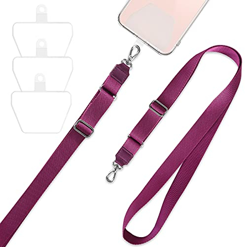mylovetime Handy Band Universal Crossbody, Handyband zum Umhängen Mit 3 Selbstklebenden Pads, Verstellbar Umhängeband Lanyard Kompatibel Mit Allen Smartphones - Lila