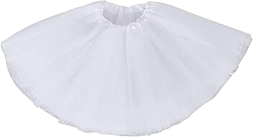 Ancokig Gonna Tutu per Teenager per Adulti Gonna Classica Tutu in Tulle a 4 Strati Elastico per Feste in Maschera Costumi di Halloween Danza (Bianco)