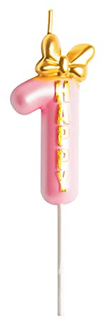 Geburtstagskerzen Krone Niedliche Rosa Mädchen Geburtstag Zahlen 1 mit Krone 7cm