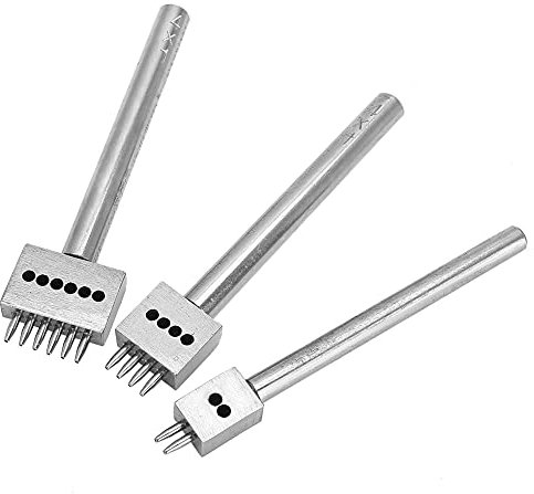 3 uds herramienta de perforación de espaciado, herramientas profesionales de perforación de agujeros de cuero, herramienta de ajuste de perforación de costura de cordones de puntas Espaciado 5 mm
