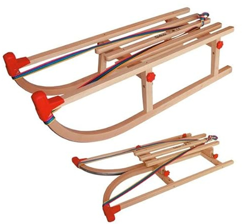 Klappbarer Schlitten Yaro90 Länge 90cm Holzschlitten Rodel Rodel Abfahrt Davoser Art