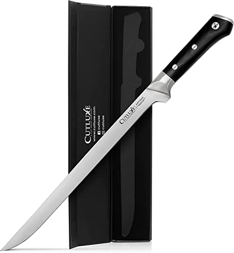 Cutluxe Cuchillo Jamonero - 25cm Cuchillo para Jamón, Cortador de Carne y BBQ - Acero Alemán Afilado a la Perfección - Diseño Ergonómico y de Mango Completo - Serie Artisan
