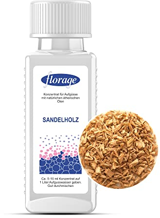 Florage 100ml Saunaaufguss SANDELHOLZ - 50 Jahre Erfahrung als deutsche Duftmanufaktur, hochergiebiges Aufgussmittel für die Sauna, viele Aufguss Düfte, vegan und ohne Tierversuche, auch als Set