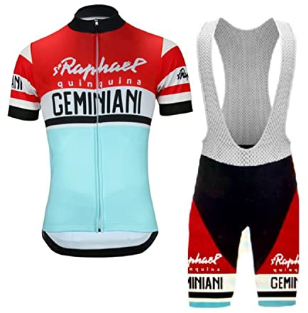 SGCIKER Retro Pro Team ST RAPHAEL QUINQUINA GEMINIANI Radtrikot Set for Herren, Kurzarm Fahrrad bekleidung Lätzchen Kurzsets Gel Pad（4XL