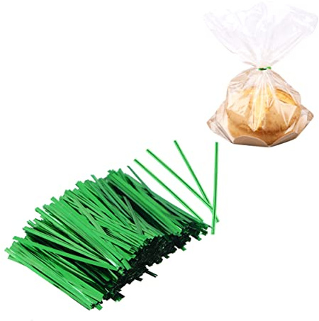 jojofuny 800 Bridas Metálicas Verdes de 10 Cm para Bolsas de Cumpleaños y Bodas, Fáciles de Atar Acabado Brillante Festivo en Pet y Aluminio
